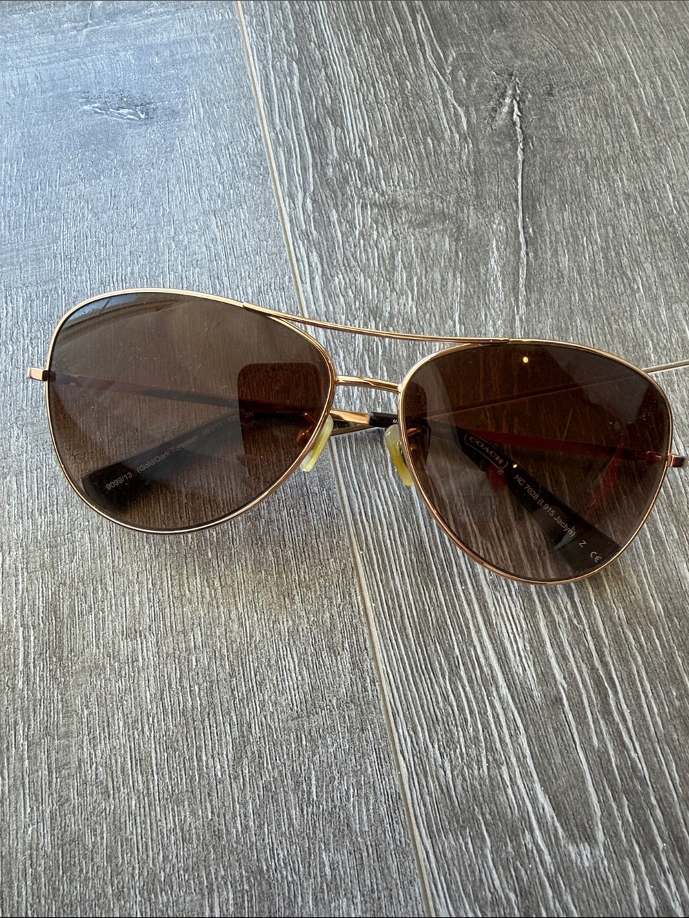 Coach Aviator Sunglasses with Brown Lenses and Gold Frame